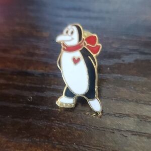 Penguin Enamel Pin with Red Scarf